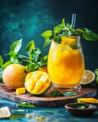 a ripe mango sliced into cubes