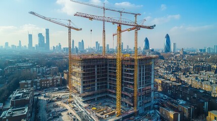 Fototapeta premium London skyscraper construction aerial view