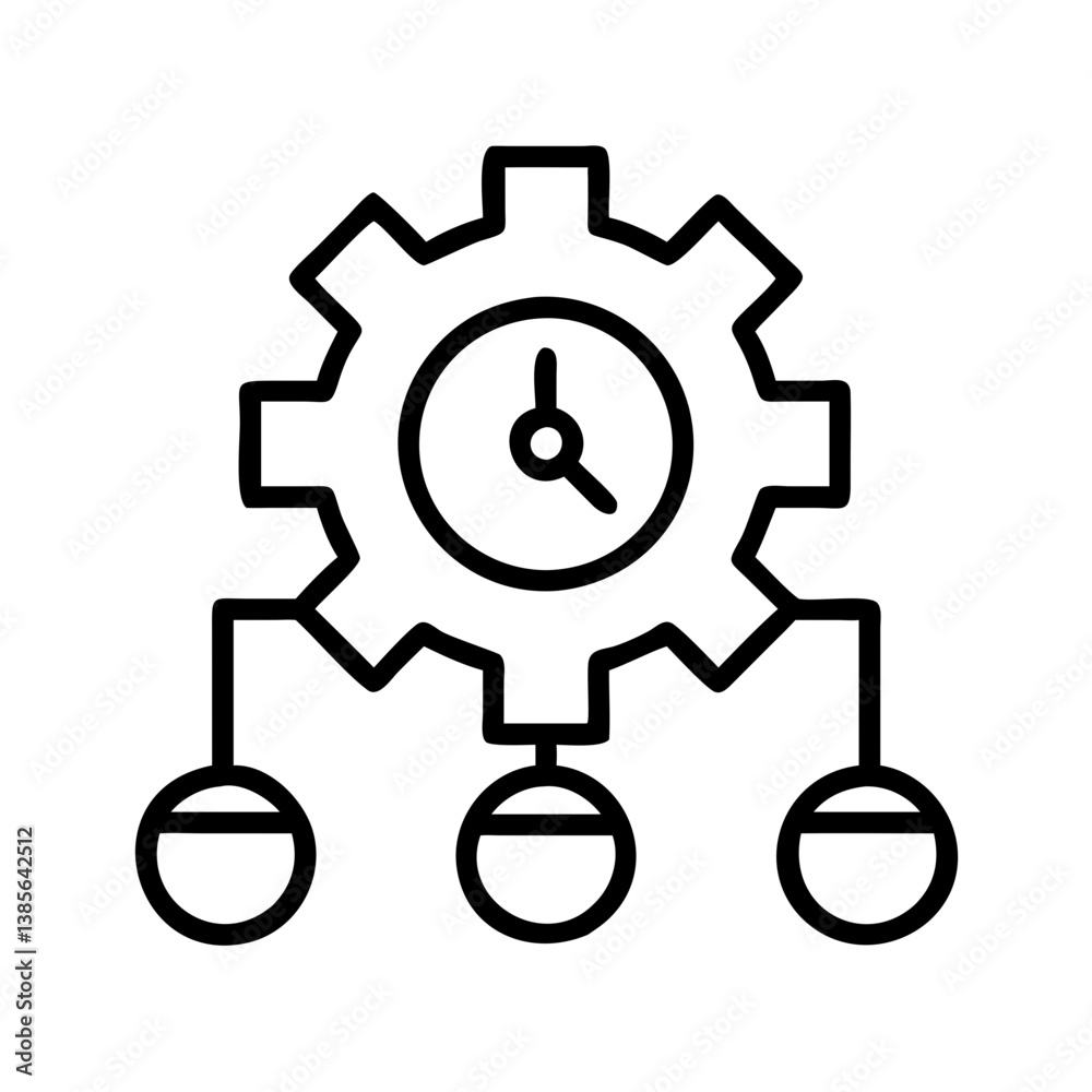 Poster time management process automation system icon for workflow optimization and efficiency gains of com