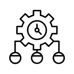 Time management process automation system icon for workflow optimization and efficiency gains of company