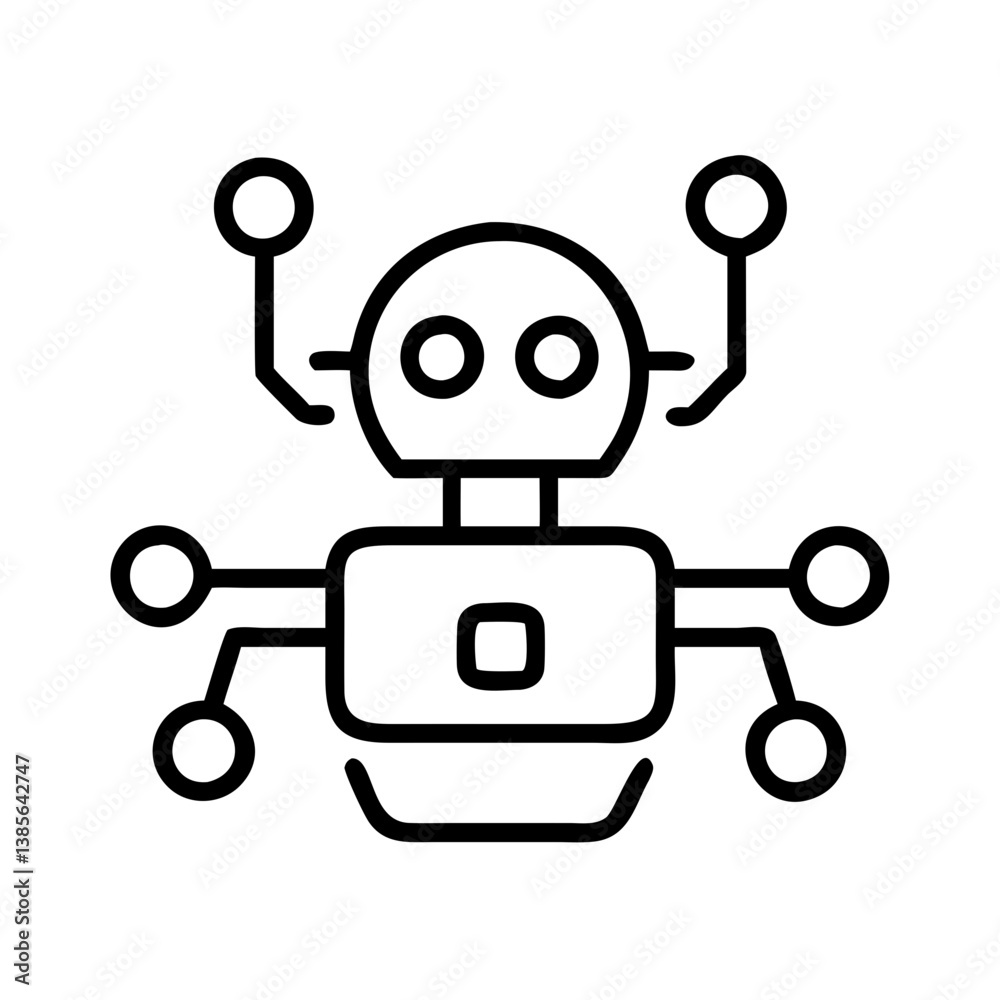 Poster robot icon ai technology automation artificial intelligence machine learning vector graphic design