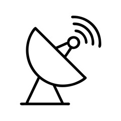 Satellite dish antenna vector icon for communication broadcast and signal transmission technology icon design