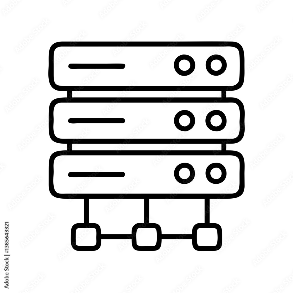 Aufkleber server rack data center hosting network database storage mainframe computer system technology icon v