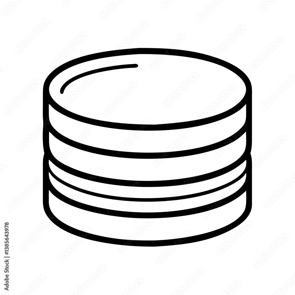 Poster outline illustration of database server storage, data center, cloud computing and network architectu