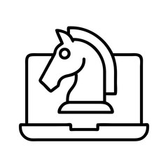 Digital chess strategy online game planning and tactics on laptop computer icon vector design concept