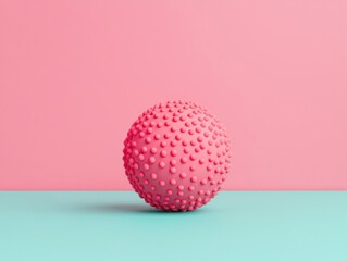 Vibrant pink textured sphere on a pastel background, ideal for modern designs.