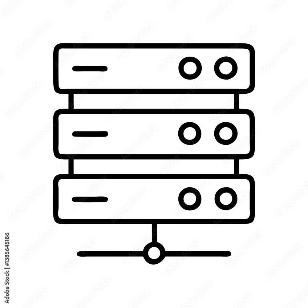 Aufkleber server data storage network system database hosting computer mainframe technology icon line characte