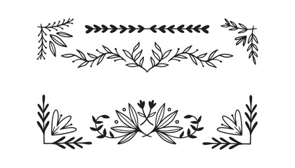 Set hand drawn ornamental element collection
