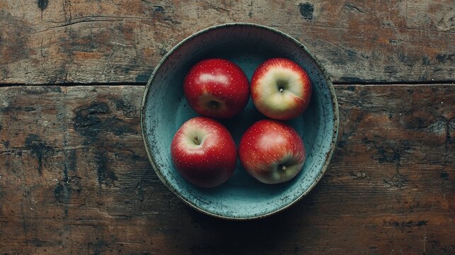 red apples in a blue bowl 