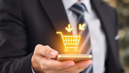 Fast Checkout with Mobile Shopping App, Digital Business Purchase with Smartphone, Mobile E-commerce and Online Shopping Concept