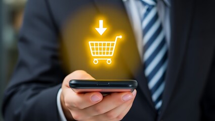 Fast Checkout with Mobile Shopping App, Digital Business Purchase with Smartphone, Mobile E-commerce and Online Shopping Concept