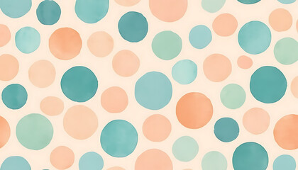 Pastel Circles Repeating Seamless Pattern Watercolor Style Design Background
