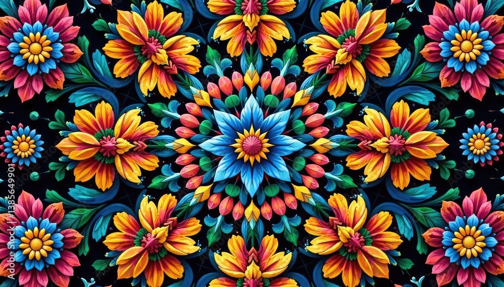 Canvas Prints intricate floral motif within a repeating hexagon pattern, texture, textile, style
