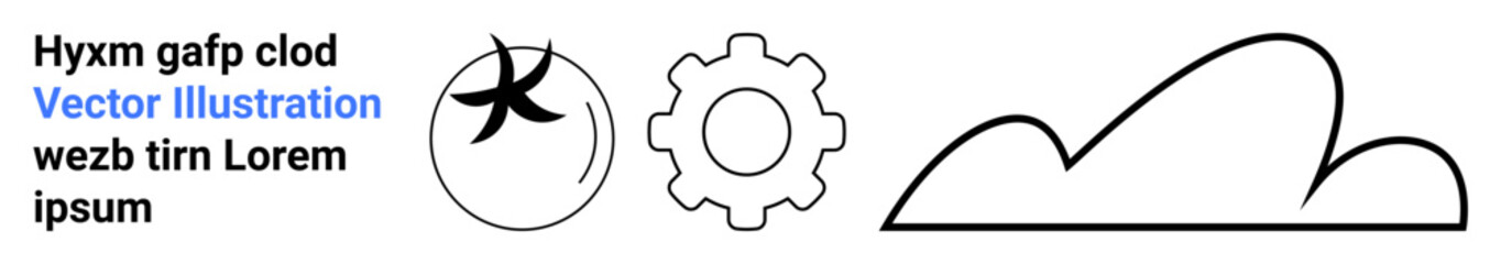 Gear, abstract cloud, and circular element. Ideal for technology, innovation, design, cloud computing, networking, data processing automation and simple landing page