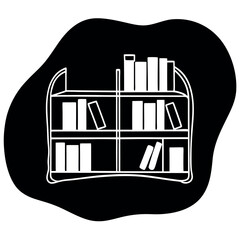 Elegant Line Drawing of Library Bookshelf Vector Design