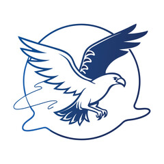 Obraz premium Minimalistic Eagle Landing Logo Vector in Line Art