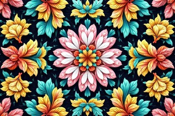 Intricate floral pattern, repeating seamlessly , art, loop, botanical