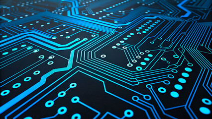 Blue technology circuit board futuristic design background concept