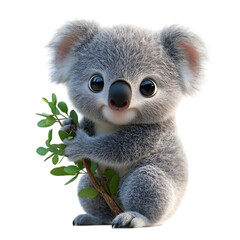 Naklejka premium koala funny action 3d rendering icon on white background