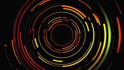 Electronic vibe with swirling lights and colorful spectrums, reminiscent of a cyberpunk future or virtual reality.