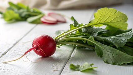 Fresh Radish on White Table Background in 4K Detail V3