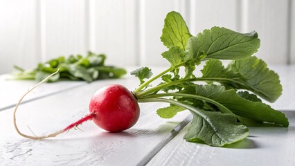 Fresh Radish on White Table Background in 4K Detail V4