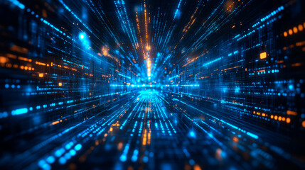 Obraz premium Blue background with fast internet speeds and binary code, representing the complex world of cybersecurity.