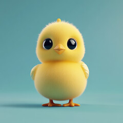 Fototapeta premium bright colorful cute animated Easter chick on plain solid background Made with generative AI