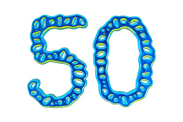 3d Blue Number 50 For Math And Business Concept
