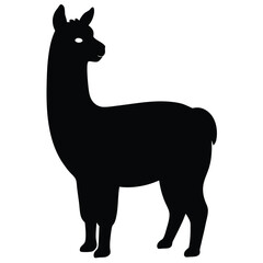 Fototapeta premium llama cartoon illustration vector design, Stylish llama silhouette set for creative artistic purposes, Llama illustration, minimalist llama vector, alpaca silhouette vector illustration.