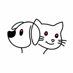 Silhouettes of dog and cat vector illustration