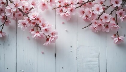 Cherry blossom branches, delicate pink flowers, white background