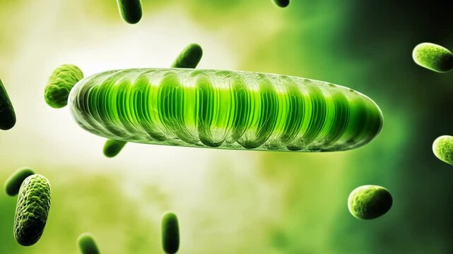 Microscopic view of vibrant green chloroplasts in plant cells during a sunny afternoon in spring