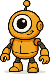 Yellow Robot Cute Transparant Background, Vector Robot Cute