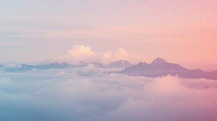 Fototapeta premium Mountains And Clouds Under Pastel Sky