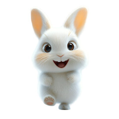 rabbit funny action 3d rendering icon on white background