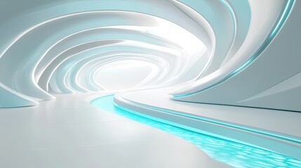 Modern Abstract Interior with Curved Lines and Light