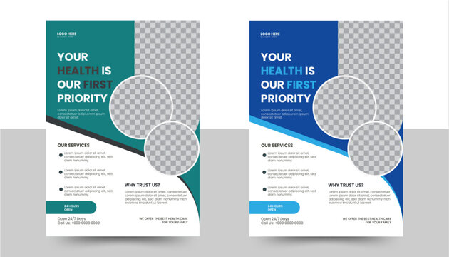 Healthcare flyer design and Medical campaign flyer design template, Creative medical flyer design template, Healthcare flyer design 
medical flyer and Modern medical leaflet design vector template.