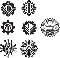 Fototapeta premium Set of Silhouette Technology Icons