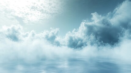 Serene Cloudy Sky Over Tranquil Water Surface