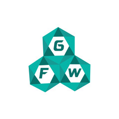 Obraz premium GFW creative minimalist letter logo. GFW unique vector initials alphabet letter logo design