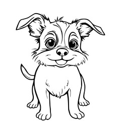 Fototapeta premium Cute Puppy: A charming cartoon puppy sits attentively, its endearing eyes sparkling with life and love, beckoning viewers to revel in its innocent allure.