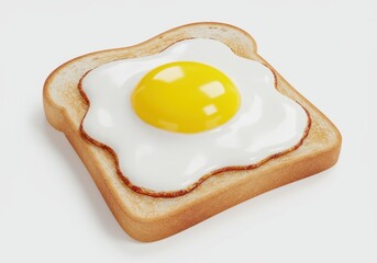 Photorealistic fried egg toast sunny isolated white background