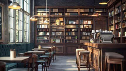 Cozy Library Cafe: A haven of books and coffee