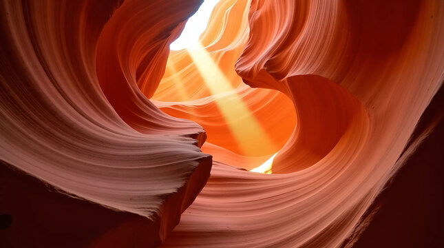Intricate Sandstone Canyon with Sunlight Beam