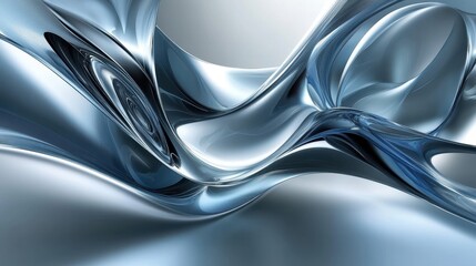 Abstract Flowing Blue Metallic Design Background