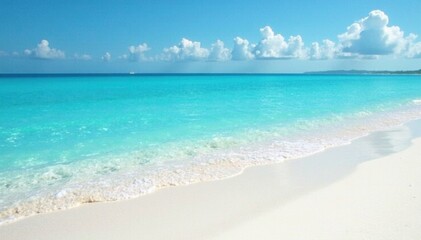 Obraz premium Soft blue waters gently lap against white sand, beach, sand, ocean