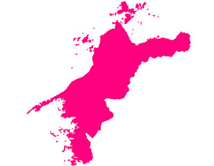 愛媛県　地図　マゼンタ　イラスト © 酢漬け きゅうりの