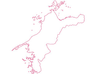 愛媛県　地図　白　イラスト