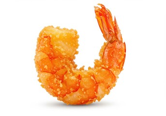 Macro photograph single breaded shrimp isolated white background